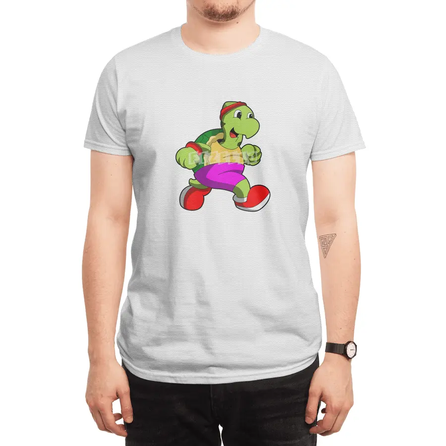 Turtle as Jogger with Headband Spor T-Shirt