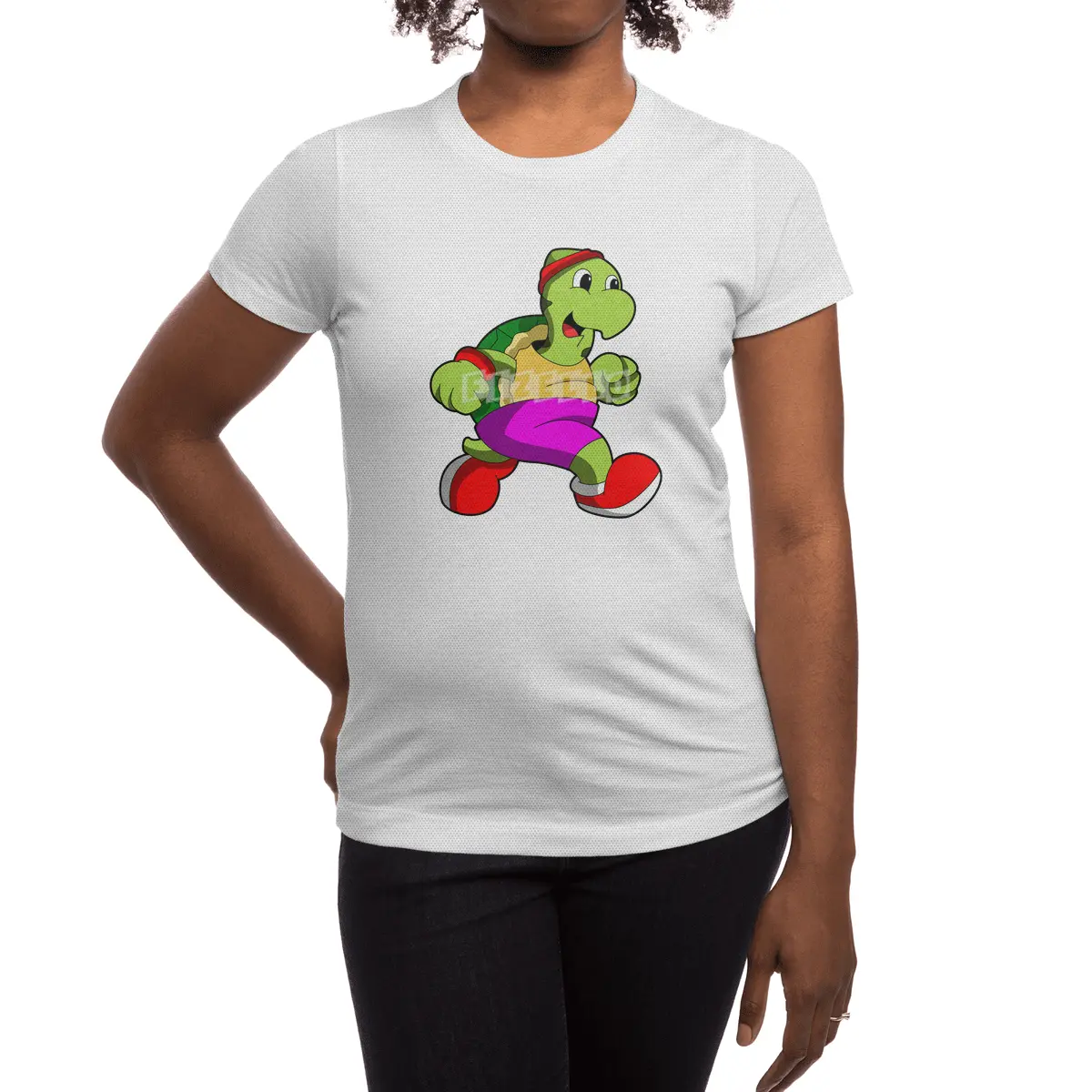 Turtle as Jogger with Headband Spor T-Shirt