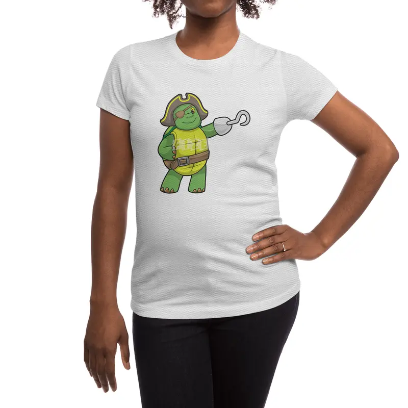 Turtle as Pirate with Hooked hand & Eye patch Spor T-Shirt