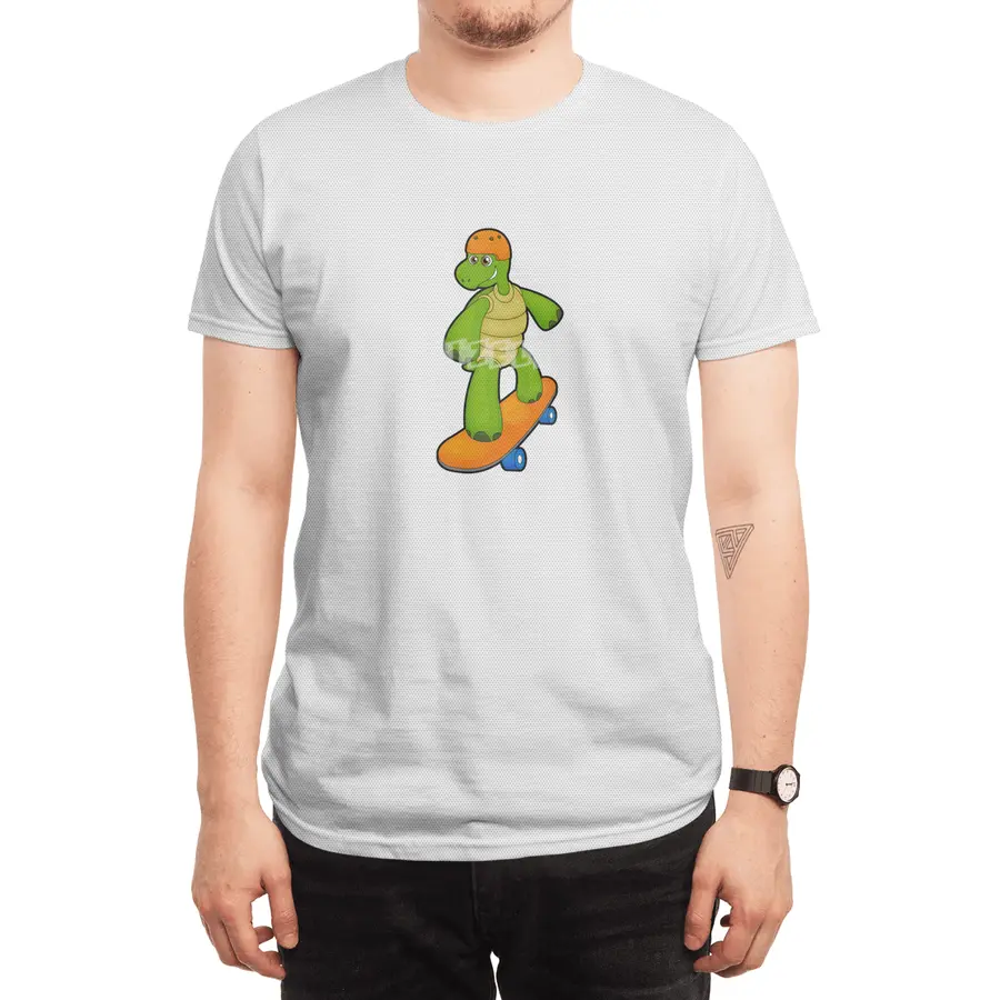 Turtle as Skateboarder with Skateboard & Helmet Spor T-Shirt
