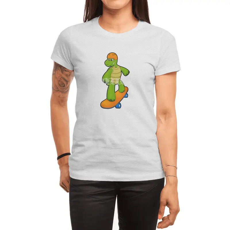 Turtle as Skateboarder with Skateboard & Helmet Spor T-Shirt