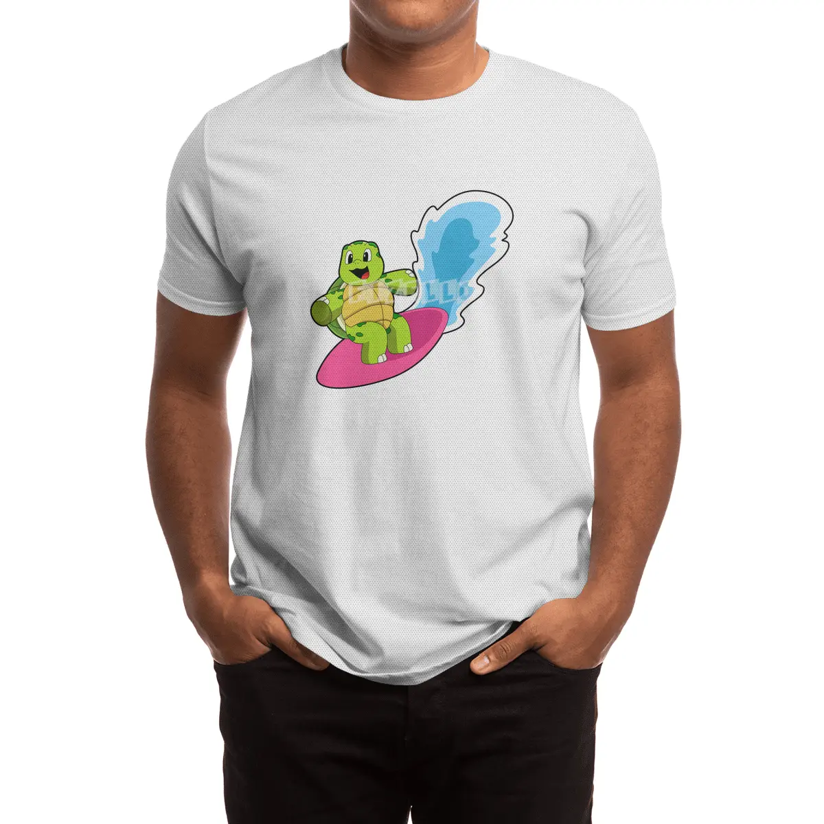 Turtle as Surfer with Surfboard Spor T-Shirt