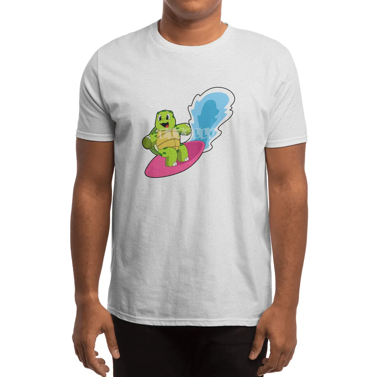 Turtle as Surfer with Surfboard Spor T-Shirt