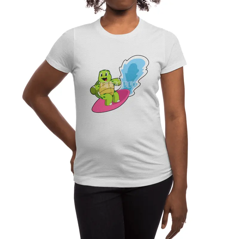 Turtle as Surfer with Surfboard Spor T-Shirt