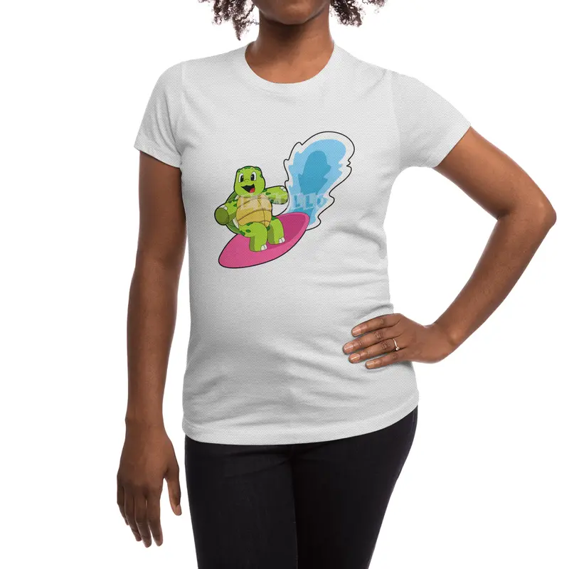 Turtle as Surfer with Surfboard Spor T-Shirt