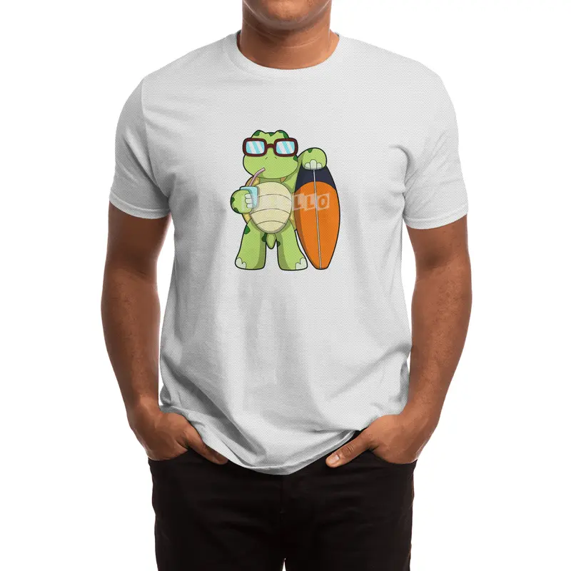 Turtle as Surfer with Surfboard & Drink Spor T-Shirt