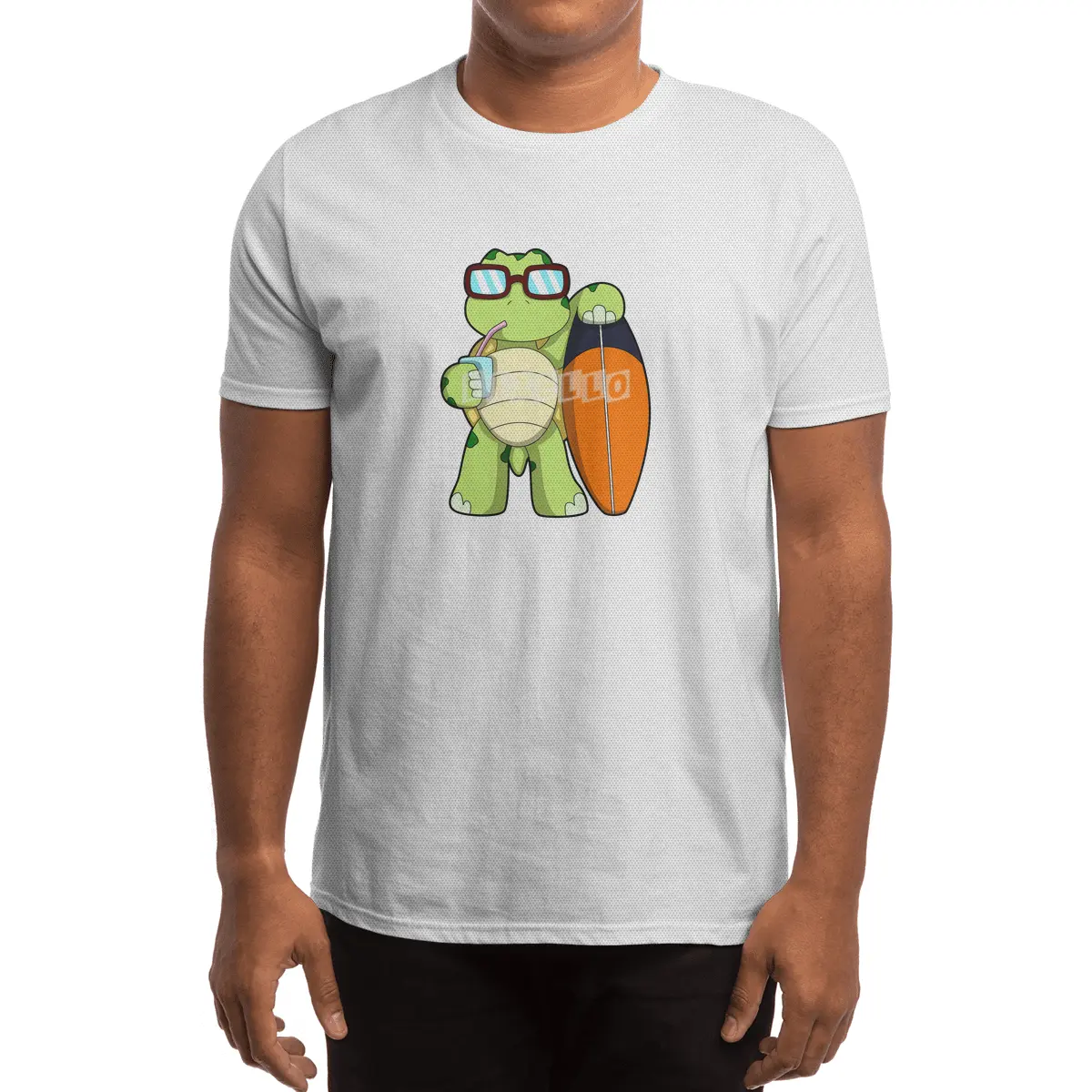 Turtle as Surfer with Surfboard & Drink Spor T-Shirt