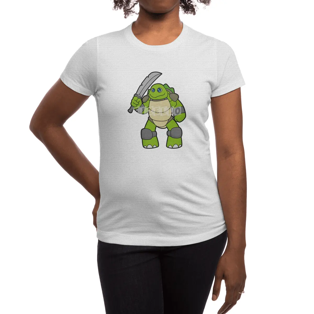 Turtle as Warrior with Sword Spor T-Shirt