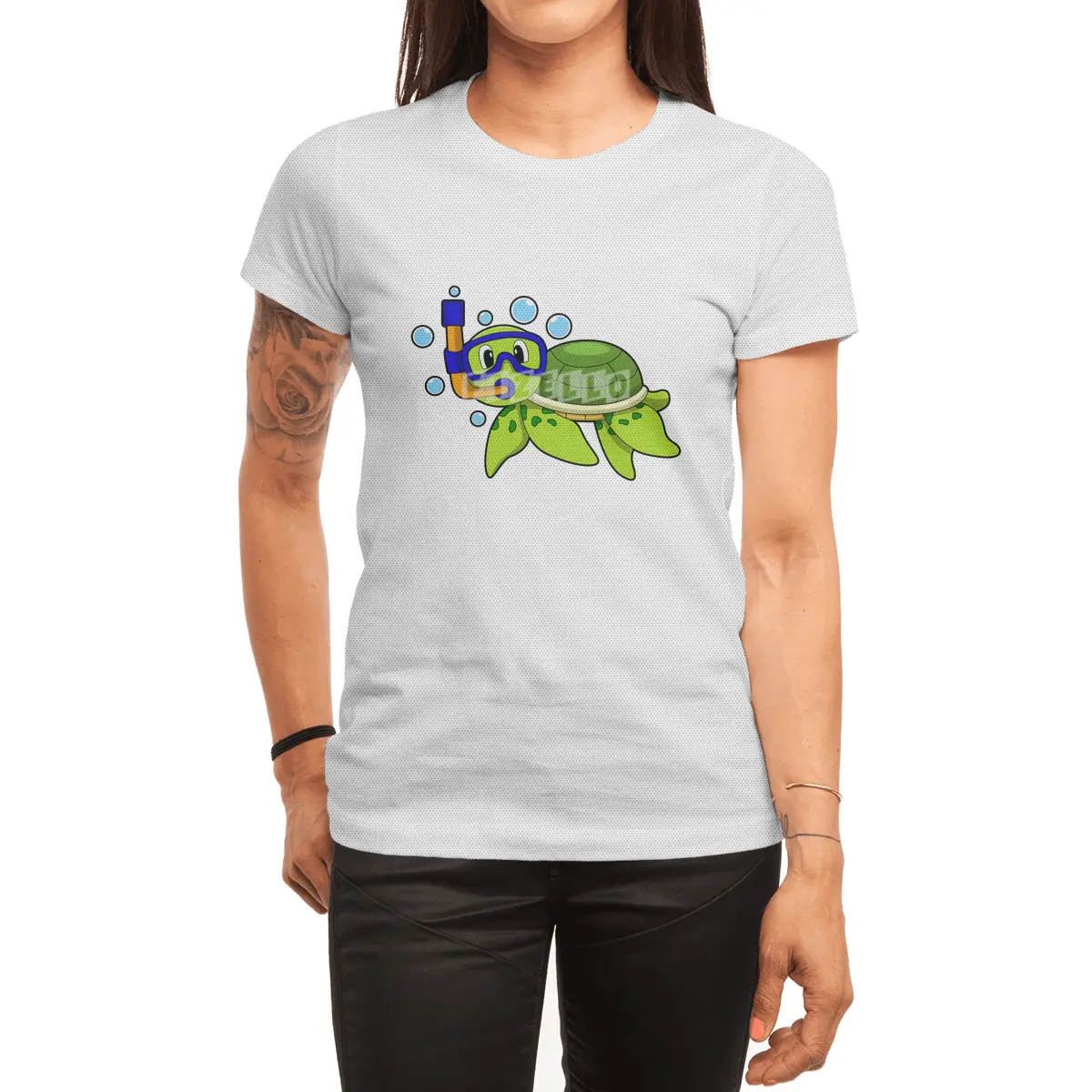 Turtle at Diving with Snorkel Spor T-Shirt