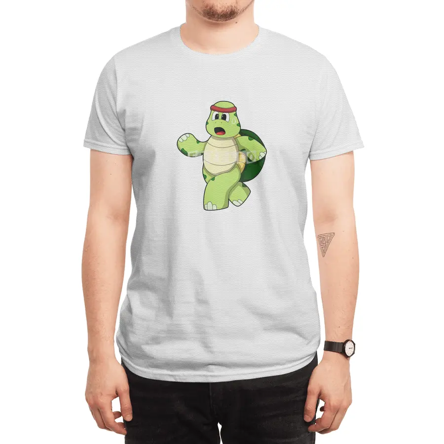 Turtle at Running with Headband Spor T-Shirt
