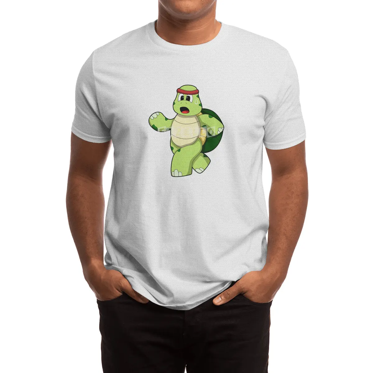 Turtle at Running with Headband Spor T-Shirt