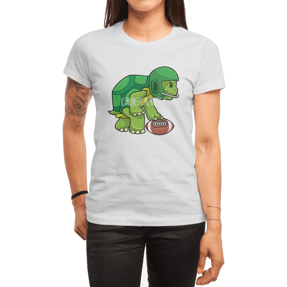 Turtle at Sports with Football & Helmet Spor T-Shirt