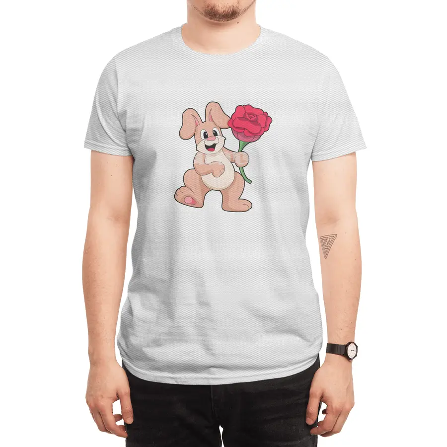 Rabbit with red Rose Spor T-Shirt