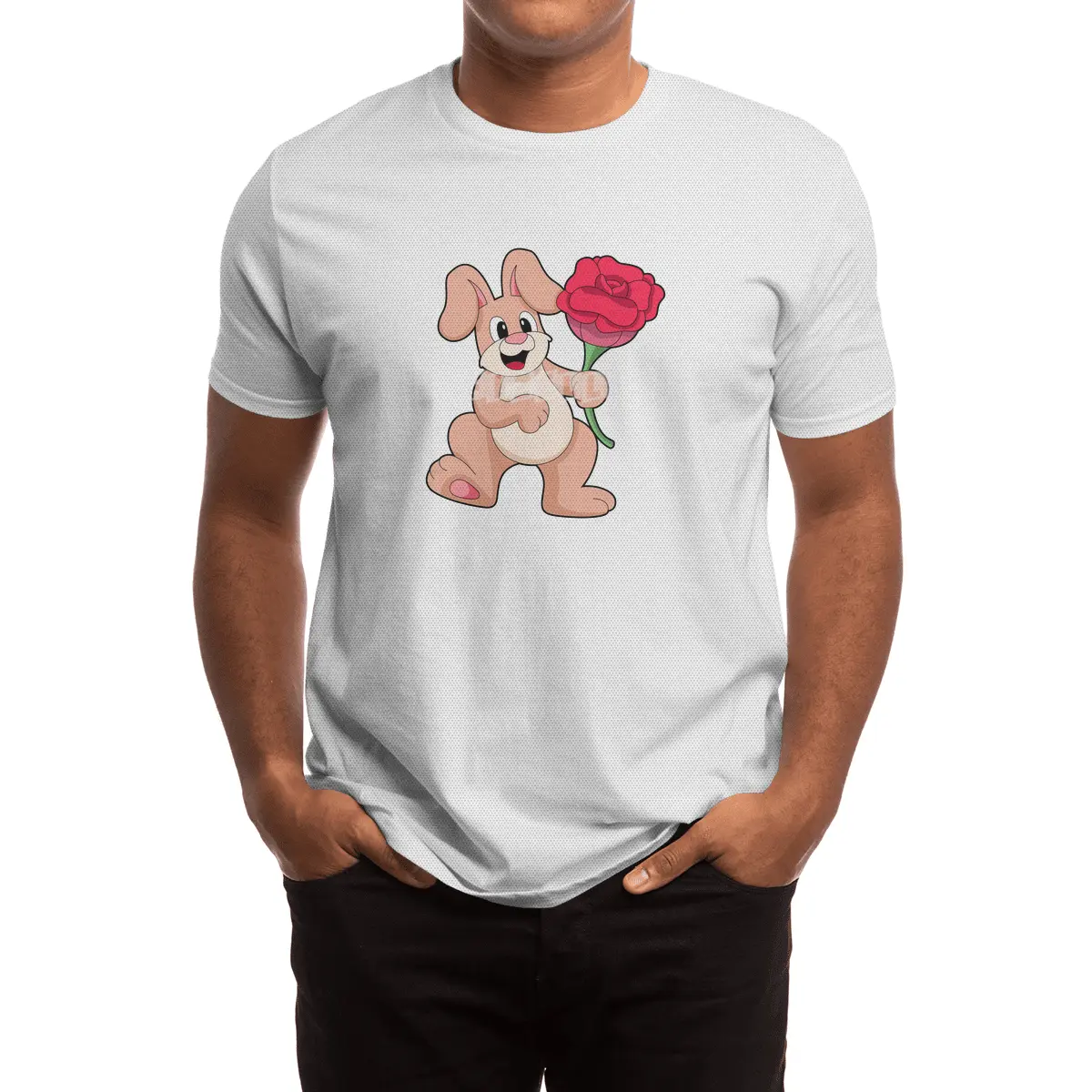 Rabbit with red Rose Spor T-Shirt