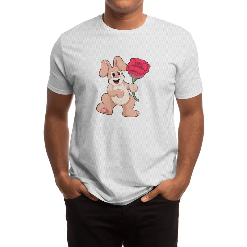 Rabbit with red Rose Spor T-Shirt