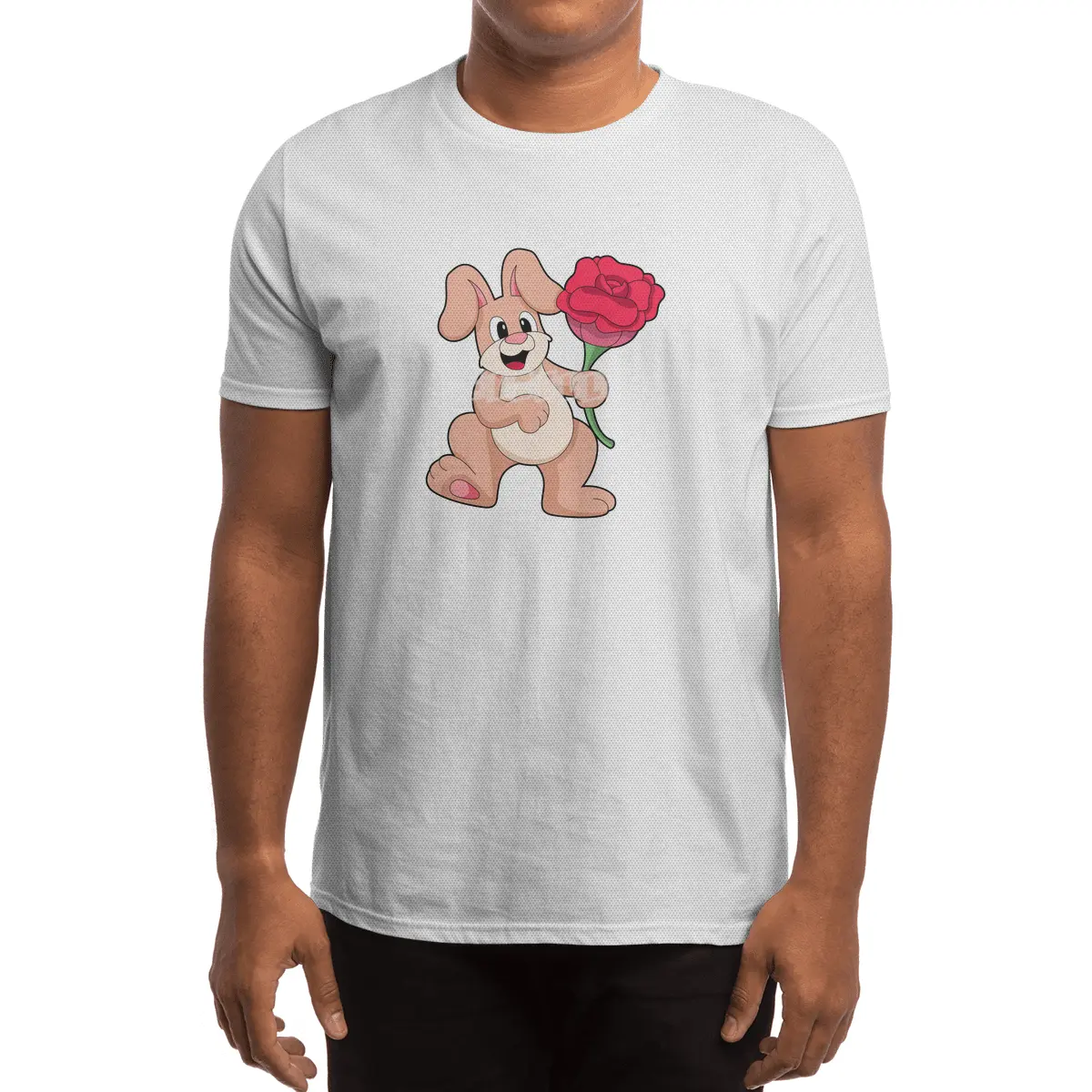Rabbit with red Rose Spor T-Shirt