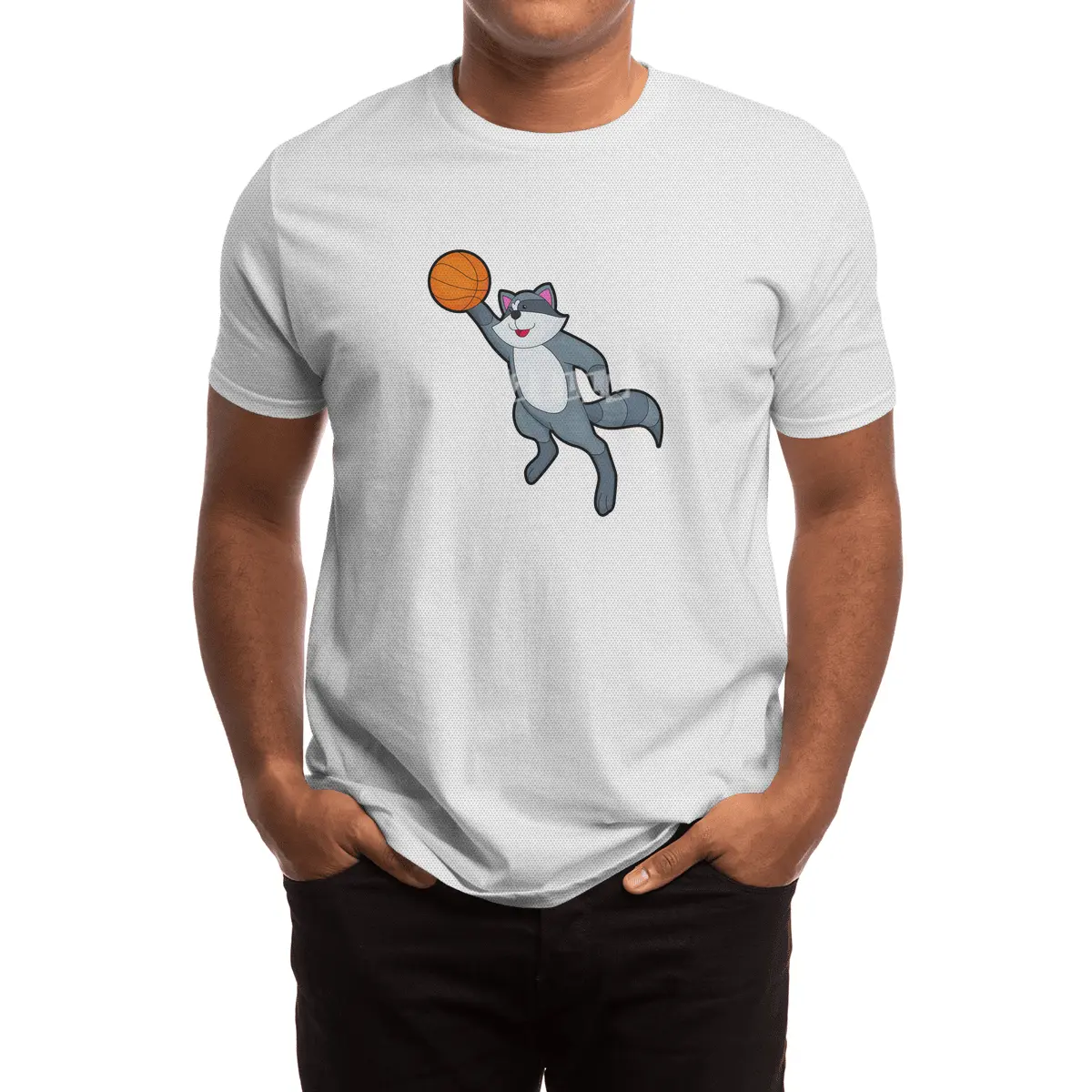 Racoon as Basketball player with Basketball Spor T-Shirt