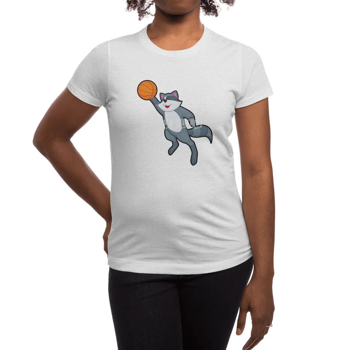 Racoon as Basketball player with Basketball Spor T-Shirt
