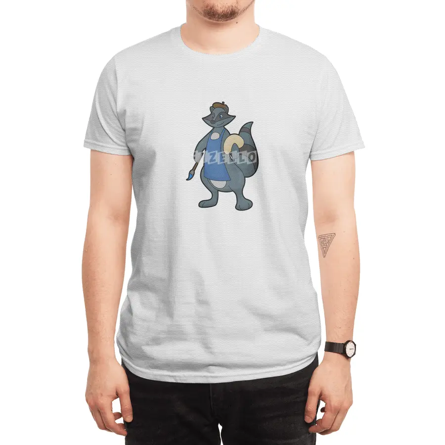 Racoon as Painter with Paintbrush Spor T-Shirt