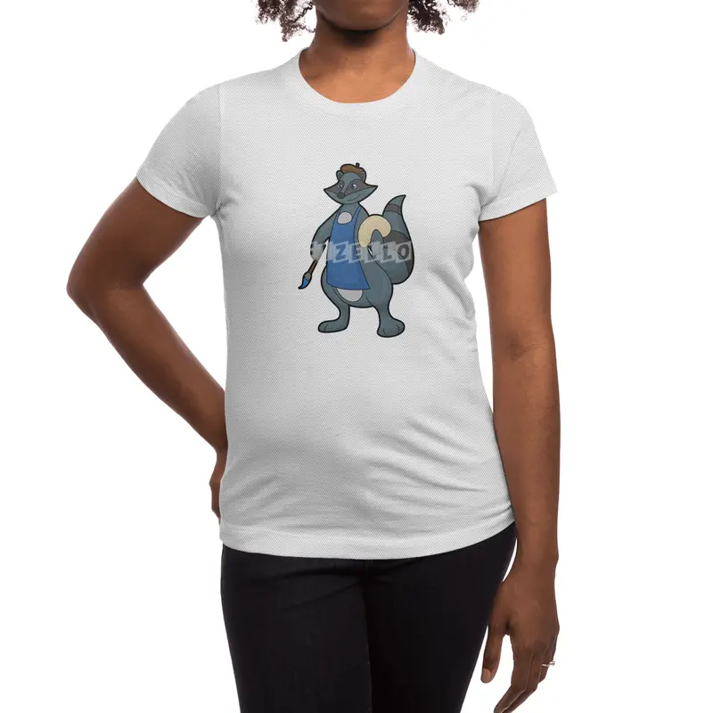 Racoon as Painter with Paintbrush Spor T-Shirt