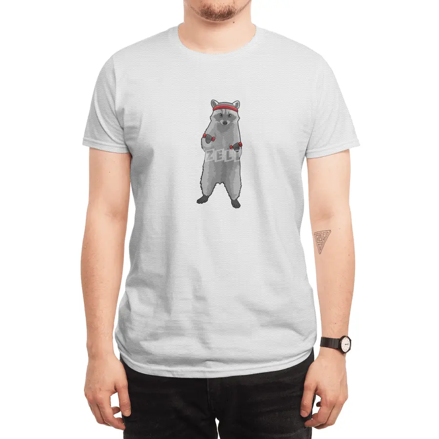 Racoon at Fitness with Dumbbells Spor T-Shirt