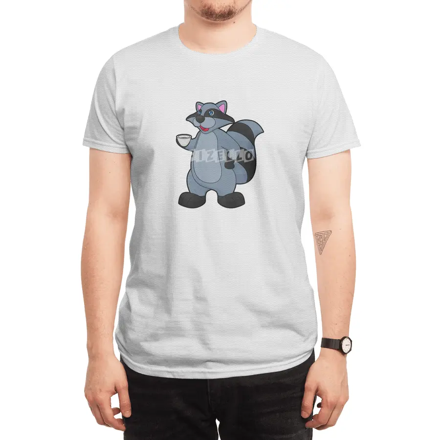 Racoon with Cup of Coffee Spor T-Shirt