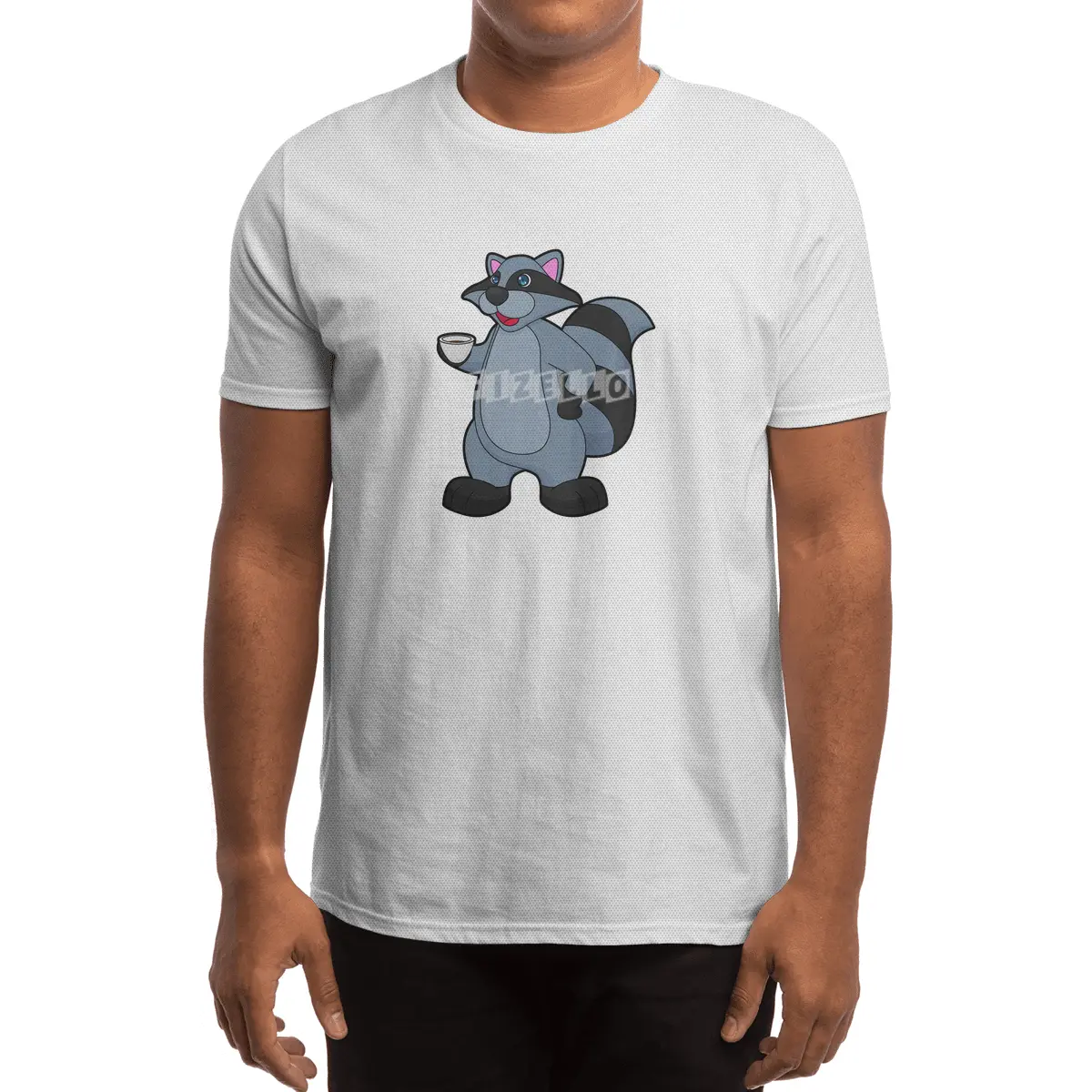Racoon with Cup of Coffee Spor T-Shirt