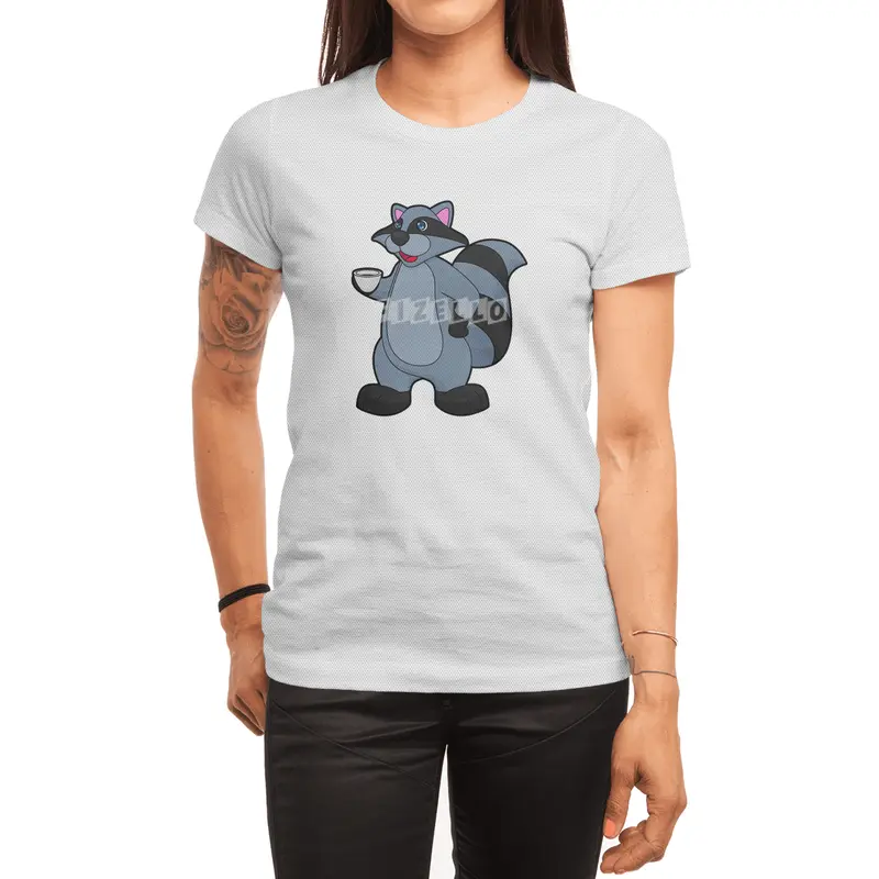 Racoon with Cup of Coffee Spor T-Shirt