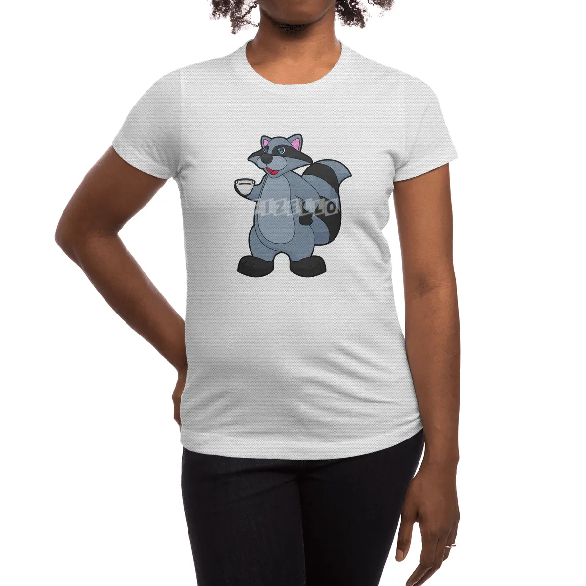Racoon with Cup of Coffee Spor T-Shirt