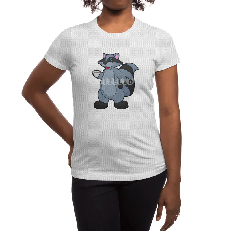Racoon with Cup of Coffee Spor T-Shirt