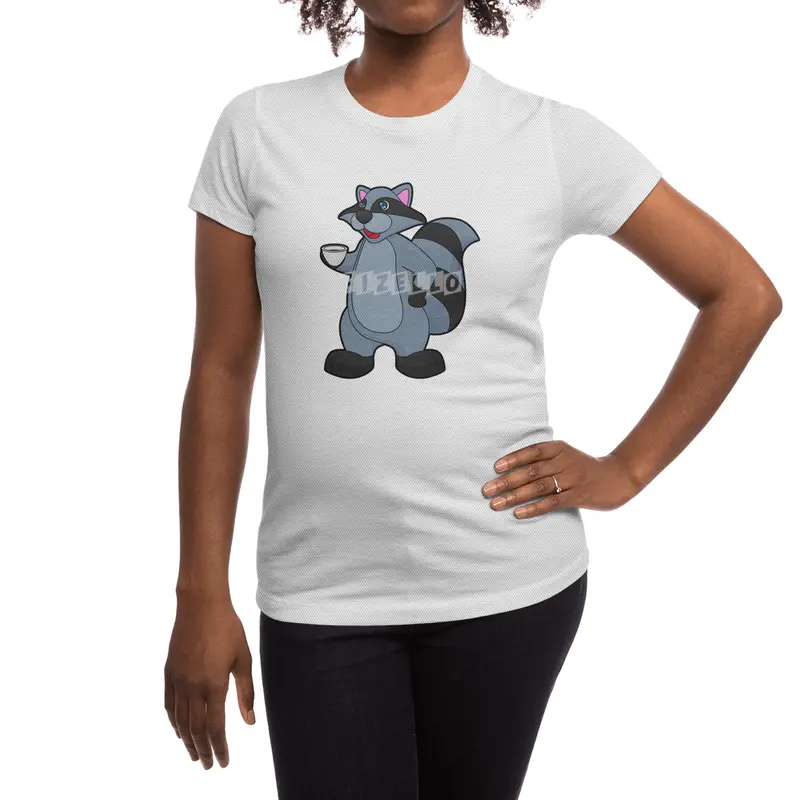 Racoon with Cup of Coffee Spor T-Shirt