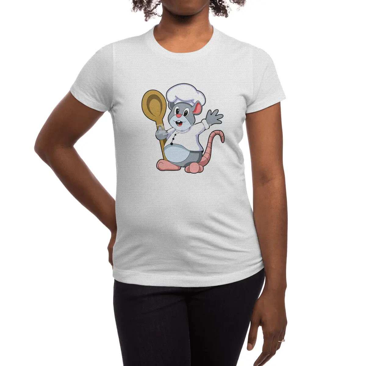 Rat as Chef with Cooking apron & Wooden spoon Spor T-Shirt