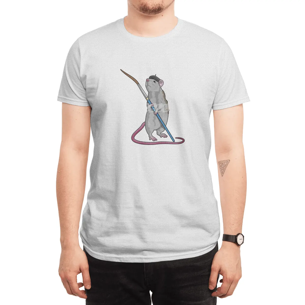 Rat as Painter with Paint brush Spor T-Shirt