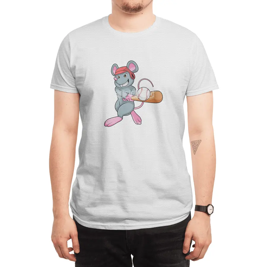 Rat at Baseball with Baseball bat & Helmet Spor T-Shirt