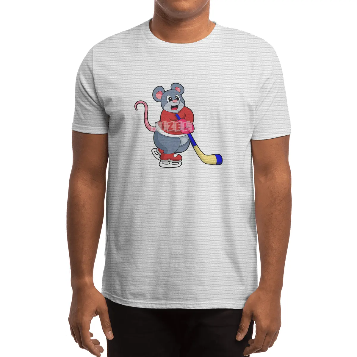 Rat at Ice hockey with Ice hockey stick Spor T-Shirt