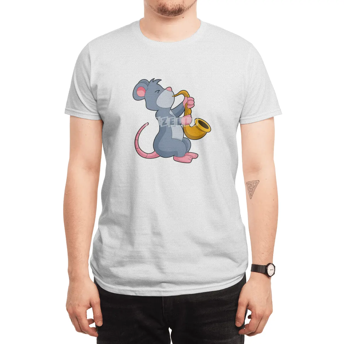Rat at Music with Saxophone Spor T-Shirt