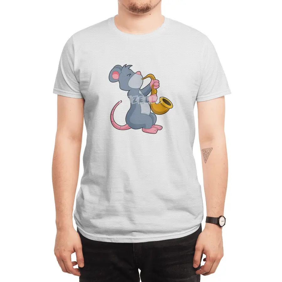 Rat at Music with Saxophone Spor T-Shirt