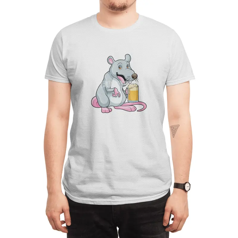 Rat with Glass of Beer Spor T-Shirt