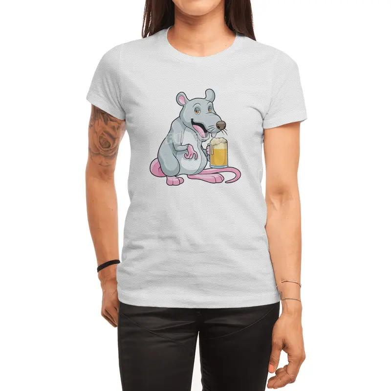 Rat with Glass of Beer Spor T-Shirt