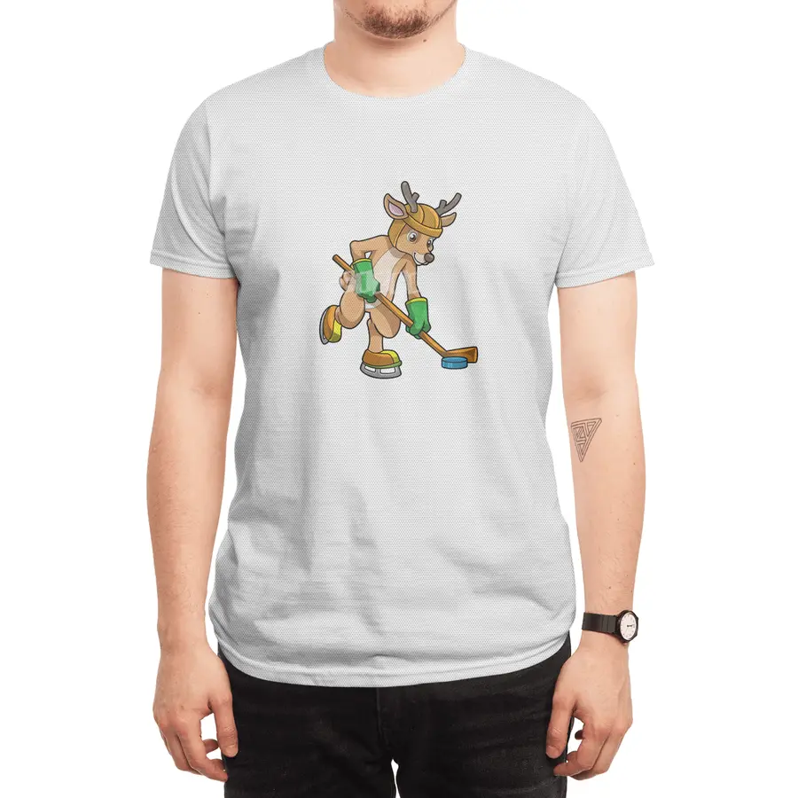 Reindeer at Ice hockey with Ice hockey stick Spor T-Shirt