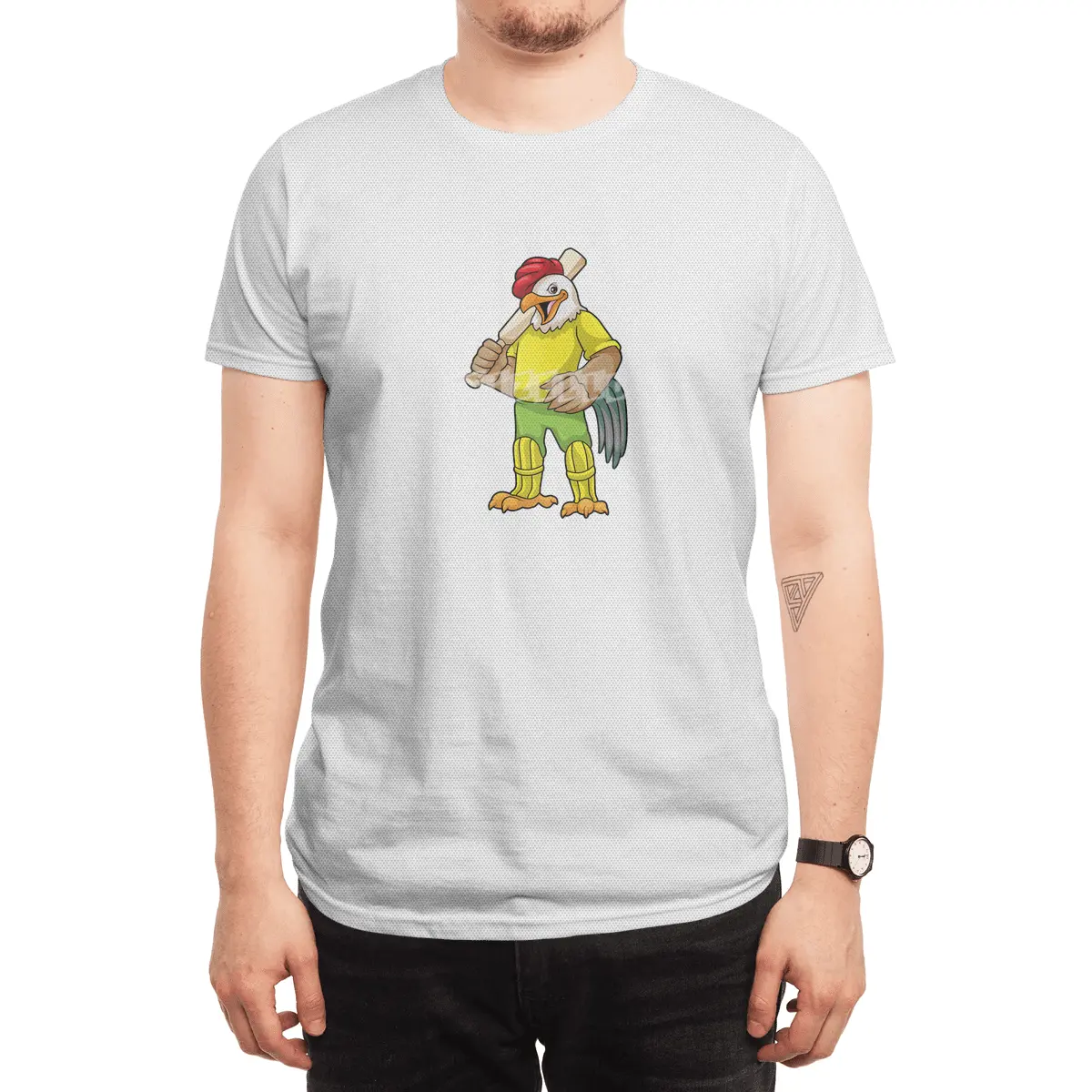 Rooster as Batsman with Cricket bat Spor T-Shirt