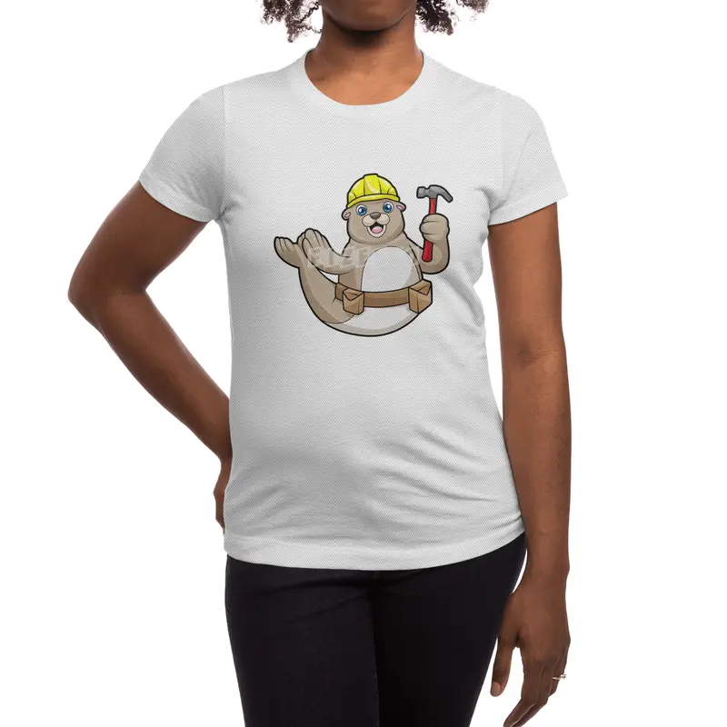 Seal as Carpenter with Hammer & Hat Spor T-Shirt