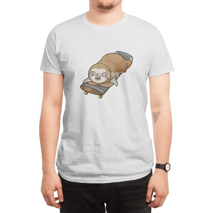 Sloth at Sleeping with Skateboard Spor T-Shirt
