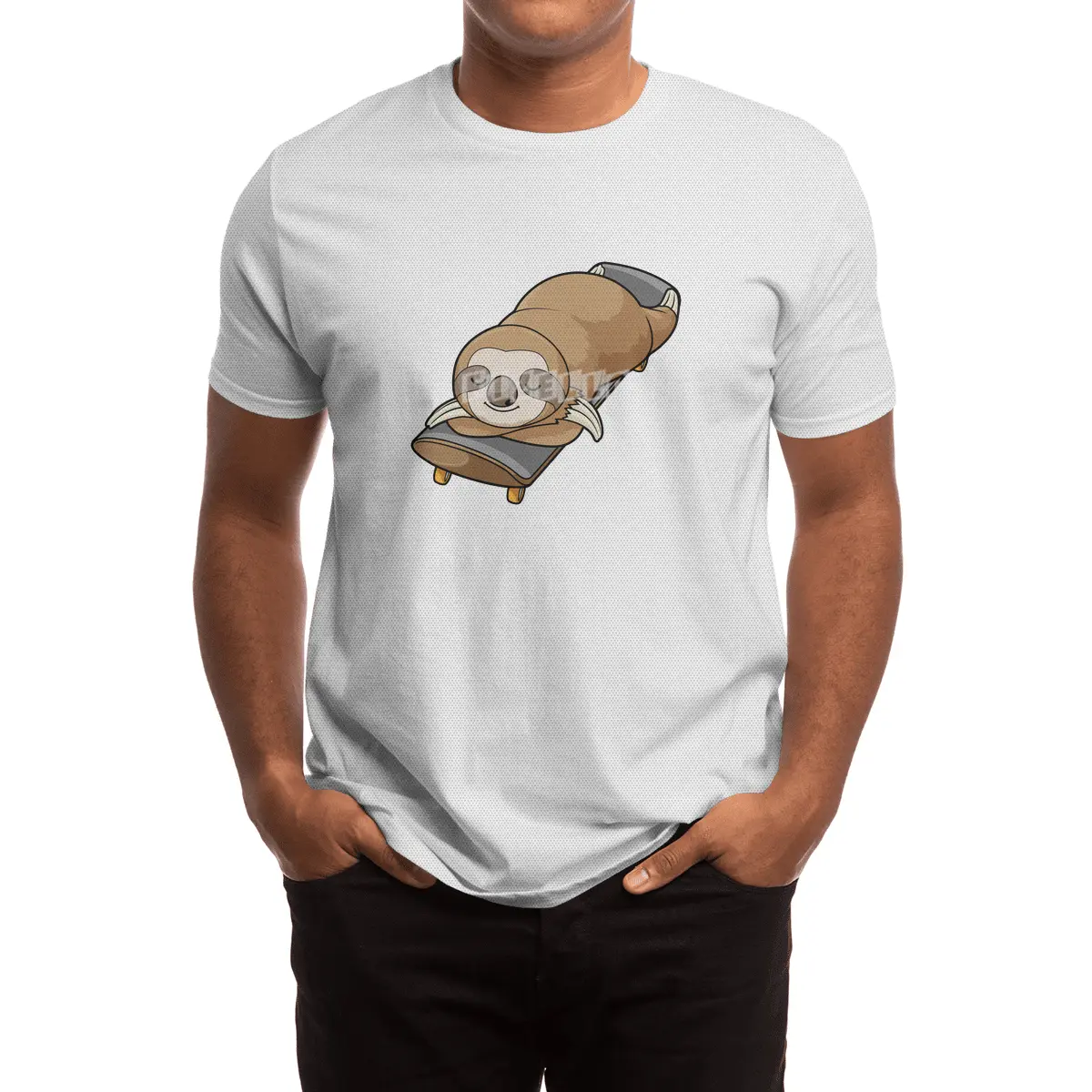 Sloth at Sleeping with Skateboard Spor T-Shirt