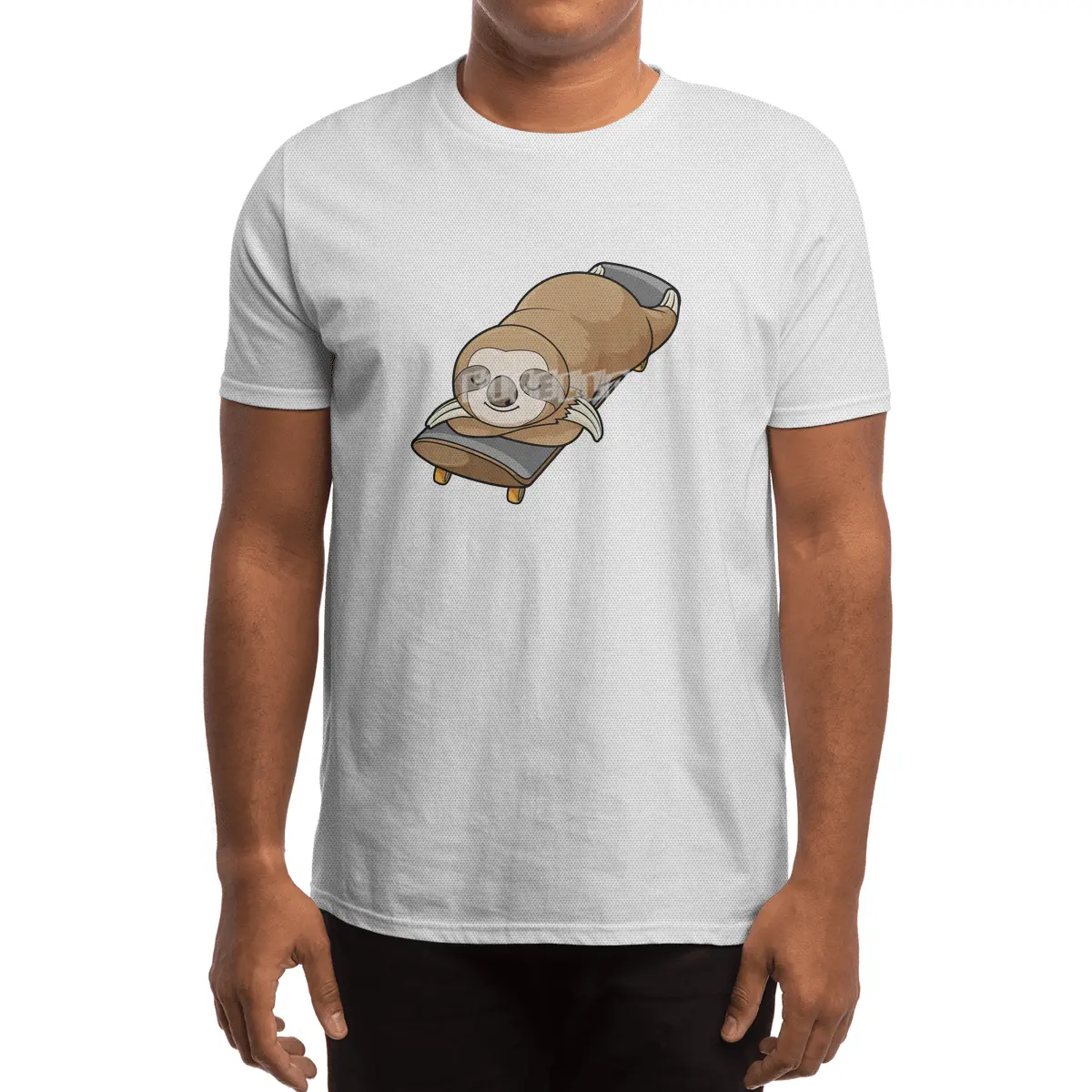 Sloth at Sleeping with Skateboard Spor T-Shirt