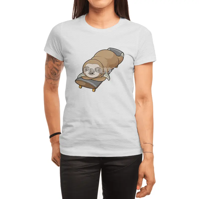 Sloth at Sleeping with Skateboard Spor T-Shirt