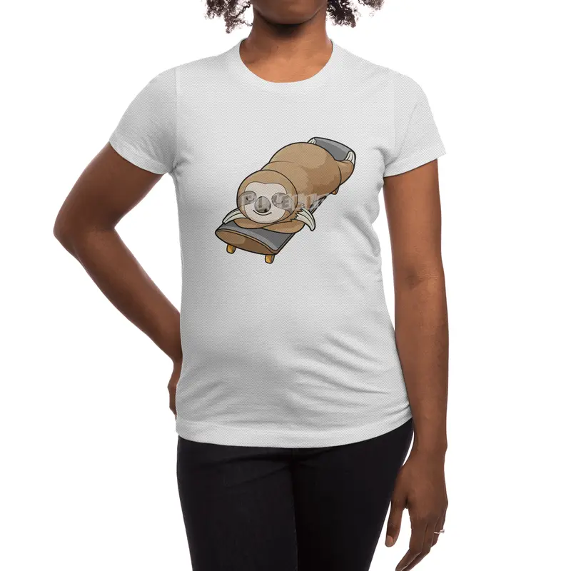 Sloth at Sleeping with Skateboard Spor T-Shirt