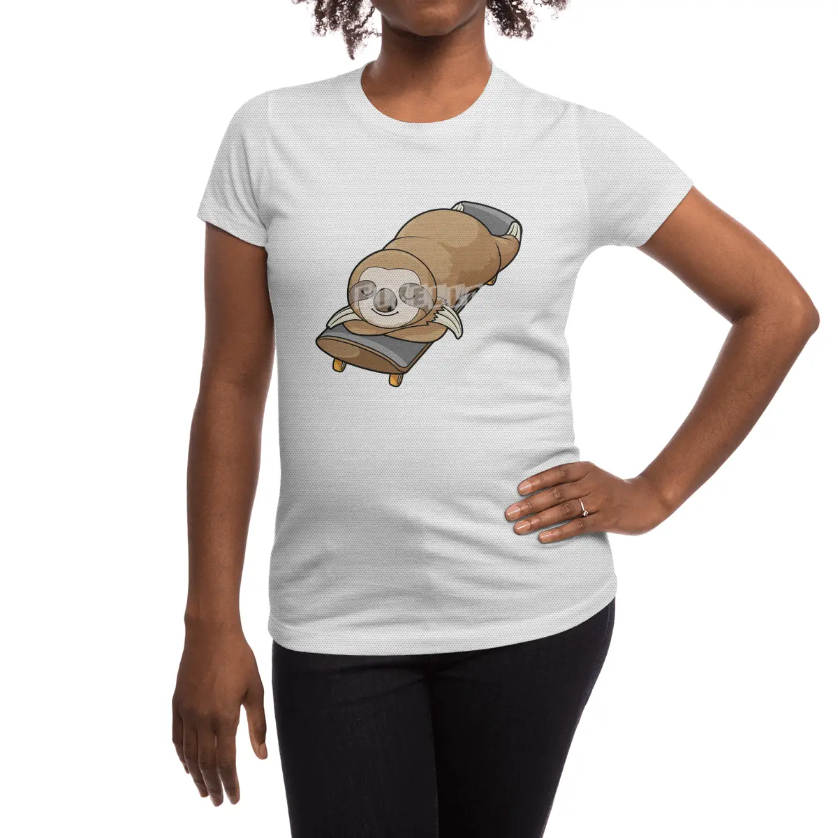 Sloth at Sleeping with Skateboard Spor T-Shirt