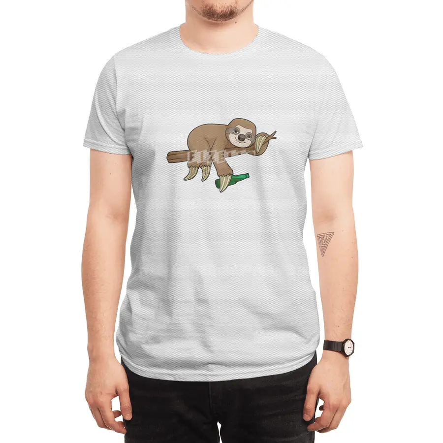 Sloth on Branch with Bottle Beer Spor T-Shirt
