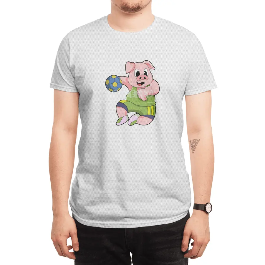 Pig as Handball player with Handball Spor T-Shirt